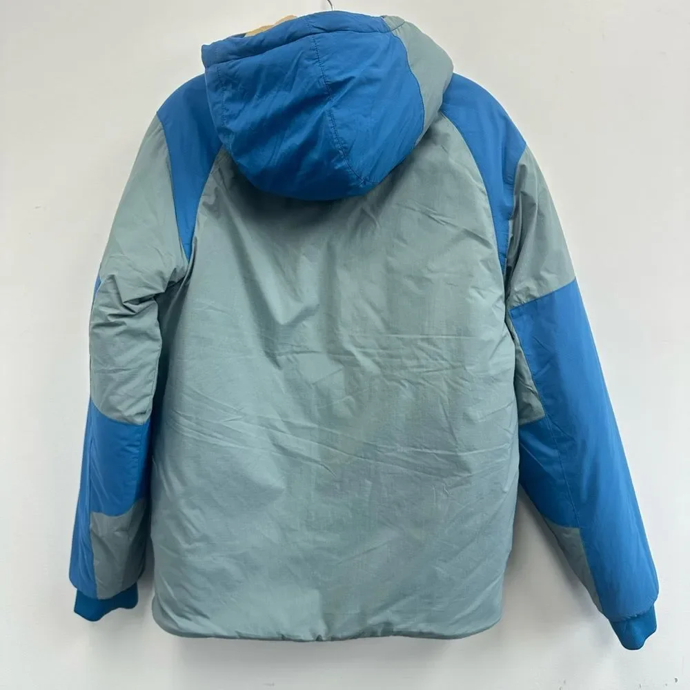 Topo Design Men's Mountain Puffer Hoodie Jacket Coat in Blue/slate Gray Size S